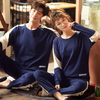 

couple pajamas 100% Cotton Cartoon pajamas for women Long Sleeve pajamas men Sleepwear pijama hombre home suit Christmas Gift