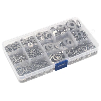 

BMBY-800Pcs/Set Stainless Steel Flat& Spring Washers Kit Flat Ring Seal Gasket for Screws Bolts Hardware Fitting Accessories