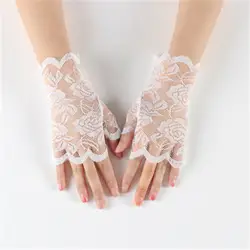 Элегантные кружевные перчатки солнцезащитные перчатки для невесты белые цветочные девушки полые жаккардовые кружевные перчатки