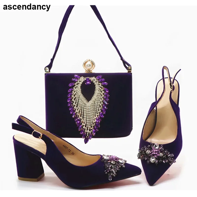 

African Wedding Italian Shoe and Bag Sets Shoe and Bag Slip-On Women Shoes and Bag Set In Italy 2019 Italian Shoes and Bags Set