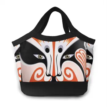 

WHEREISARTFashion Insulated lunch Bag Beijing Opera Face Mask Print Thermal Food Picnic Lunch Bags for Women Cooler Lunchbox