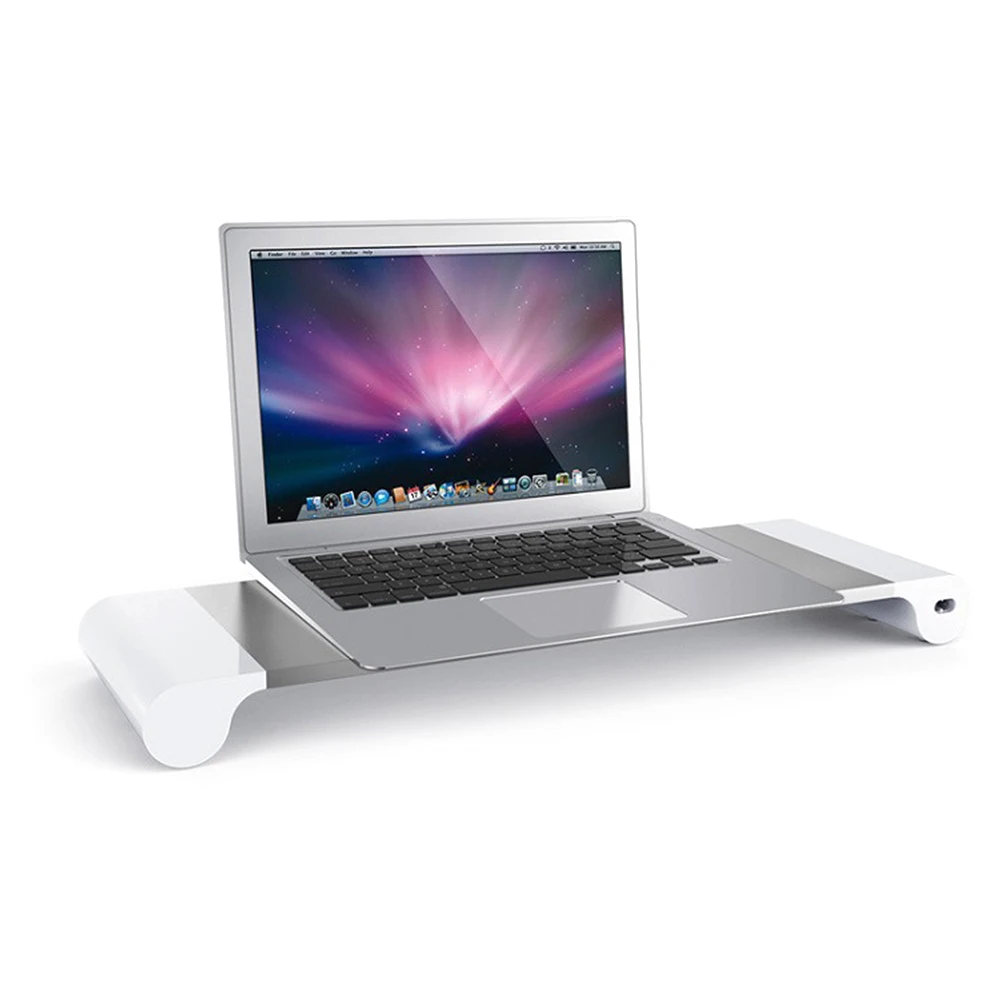 Aluminum Alloy Desktop Monitor Stand Non-slip Laptop Stand Riser with 4-ports USB Charging