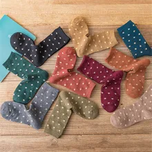 Цветные носки с круглым носком в горошек Повседневные носки с милым винтажным принтом удобные шерстяные теплые носки-трубы средней высоты осенне-зимняя обувь