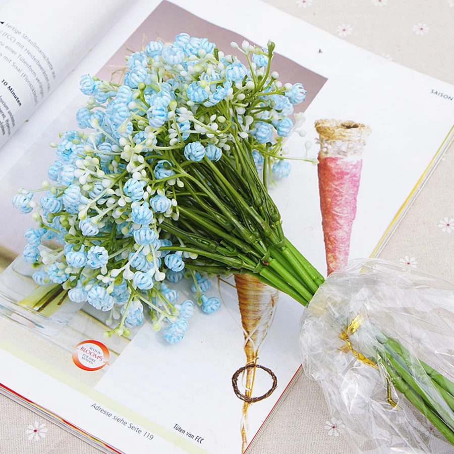 Гипсофилы пластиковые цветы искусственные 12 шт. DIY Свадебный Цветочный букет свадебная композиция домашний обеденный стол Декор детское дыхание