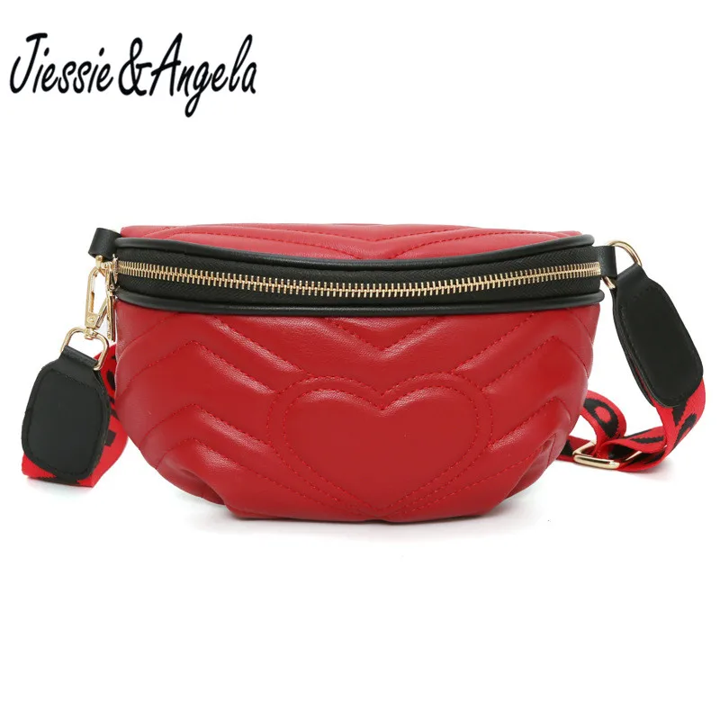 

Jiessie & Angela Waist Belt Bag Women Bum Bags Female Fanny Pack Shoulder Pack Casual Waist Bag Leather Chest Pack