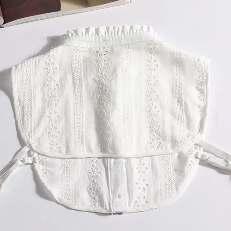 

Women Lace Collar Pure Color Detachable Lapel Choker Necklace Shirt Fake False Collar Blouse Sweatshirt Vest Accessories U4LF