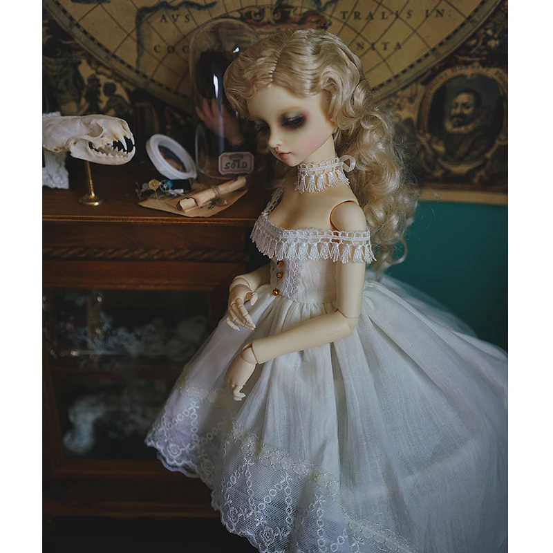 BJD платье без рукавов сказочное платье+ украшения на шею для 1/6 1/4 1/3 BJD кукла аксессуары костюм белое платье