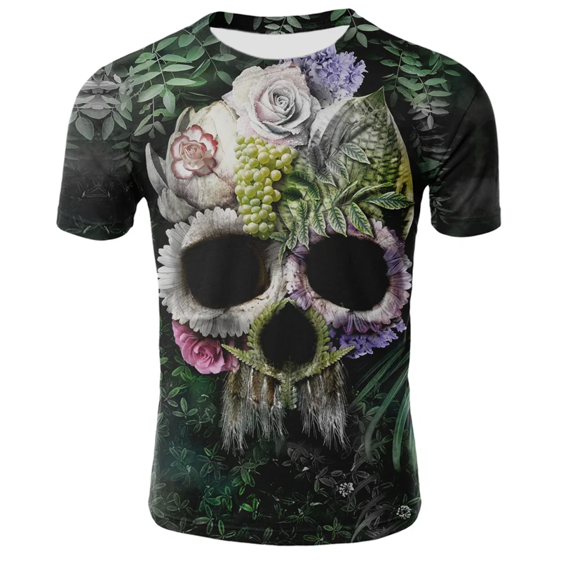 

2020 Mens Skull T shirts punk style skull 3Dt- shirts Men Tops Hip hop 3d print skull punisher T-shirt