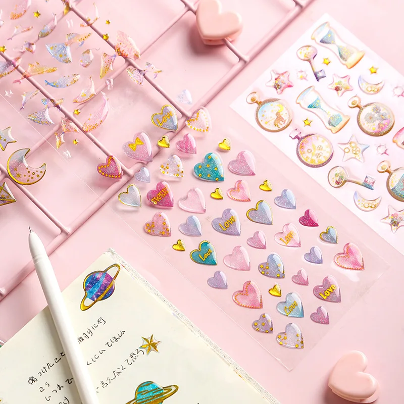 Милый 3D с рисунками котят и сердец Скрапбукинг Стикеры s пуля журнал Kawaii ручной