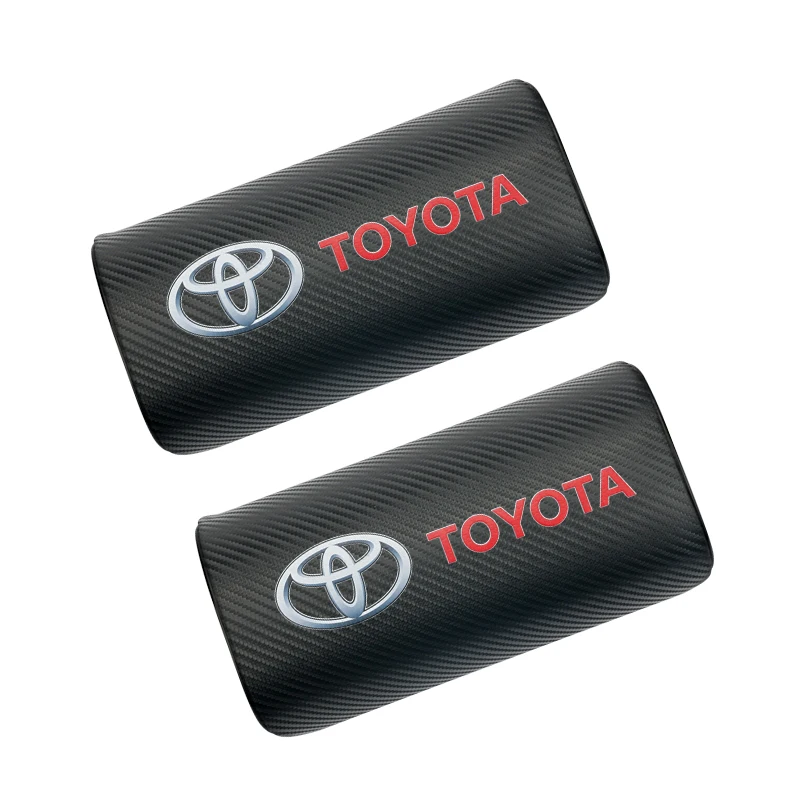 

2pcs Carbon Fiber Car Badge Headrest Neck Safety Pillow Pad Auto Interior Accessory for Toyota Corolla Camry Yaris Car Styling