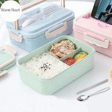 Зеленый/синий/розовый Коробки для обедов пшеничная посуда Портативный eco-friendly Пластик от боли в спине комплект Dinnerware бенто ланч бокс Еда контейнер