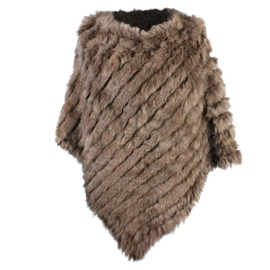 Женское пончо из натурального кроличьего меха модный стиль вязаная треугольная