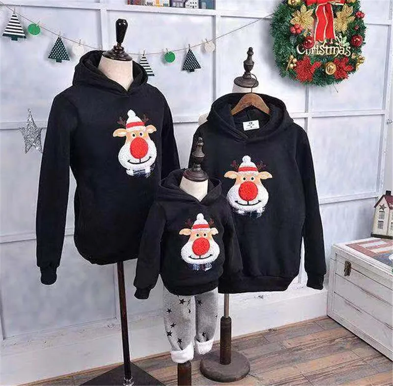 PUDCOCO/1 шт.; Рождественский пуловер с капюшоном для мамы и папы; джемпер; рождественские одинаковые топы для семьи