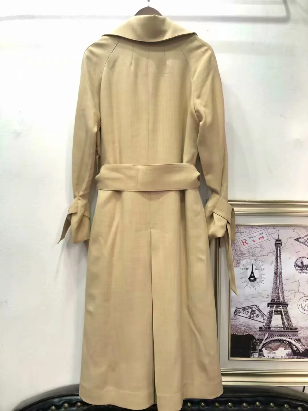 

2019 Spring New Style Korean-style WOMEN'S Wear-Style Long Double Breasted Lace-up Trench Coat M119110c1255