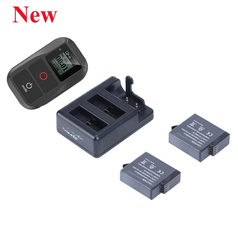  New Go Pro Hero 8 7 6 5 Smart Wifi Remote control +3 Way Batteries Charger +2pcs Battery For GoPro 