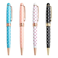 

100Pieces Creative Dot Rotating Metal Ballpoint Black Blue Ink Business Advertising Pens School Office Supplies Stationary Gifts