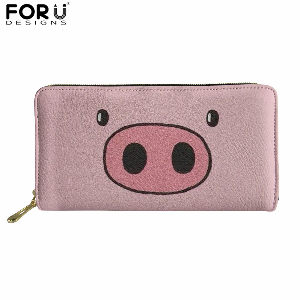 FORUDESIGNS/Kawaii Волшебные кошельки для женщин-подростков, для девочек, с рисунком поросенка, модный кожаный кошелек, женские дорожные держатели для карт