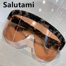 Уникальные негабаритные цельные солнцезащитные очки для женщин, брендовые солнцезащитные очки без оправы с большим принтом, леопардовые оттенки, мужские ветрозащитные винтажные очки