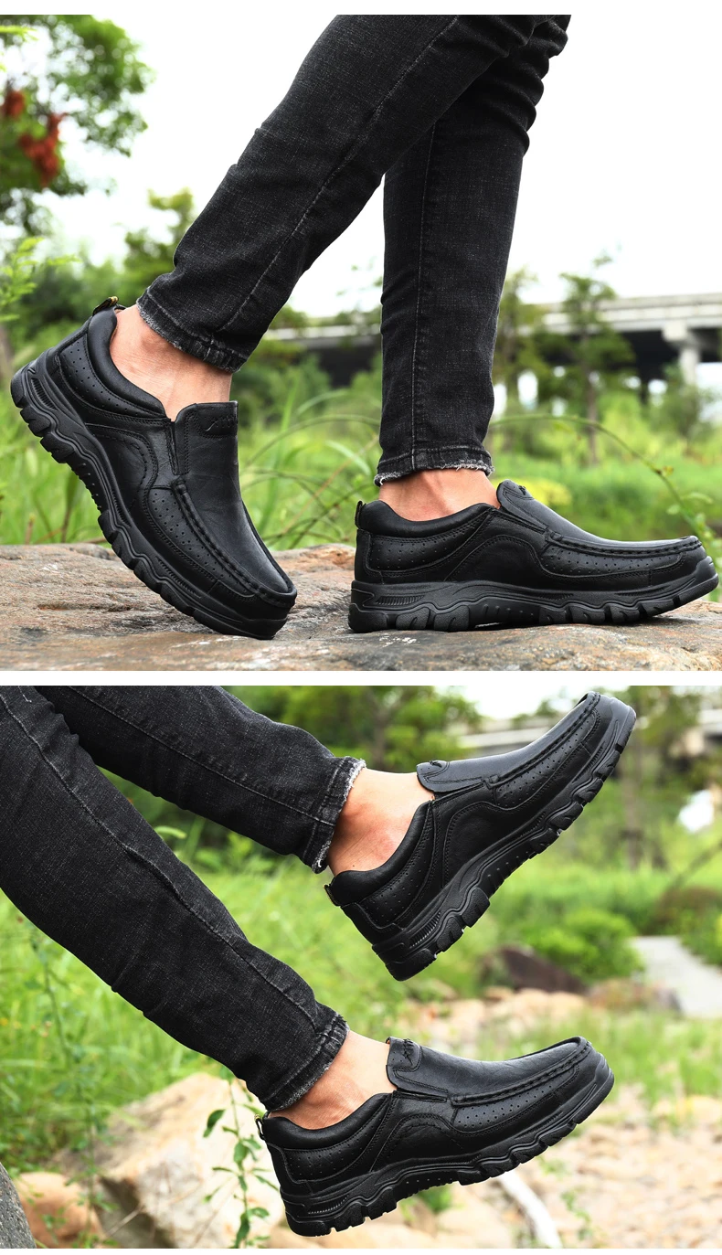 Новая высококачественная Мужская обувь натуральная кожа повседневная обувь водонепроницаемая рабочая обувь летние туфли типа мокасин из телячьей кожи размера плюс 38-48