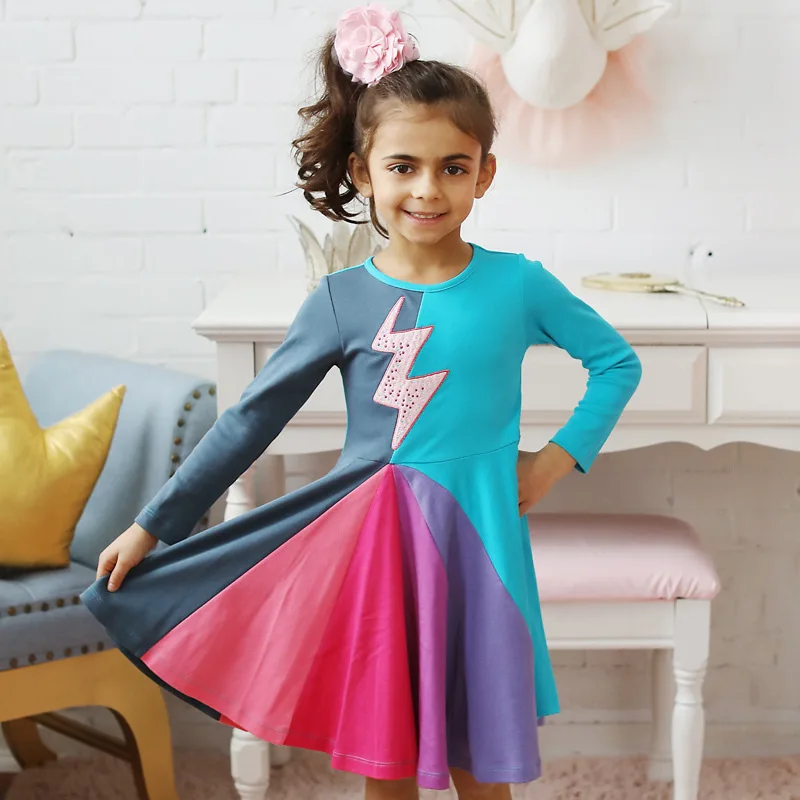 Girls Cartoon A-Line Princess Dress 2020 Spring Baby Kids Children Long Sleeve Soft Cute Pink Party Vestido Clothes For 1-5T