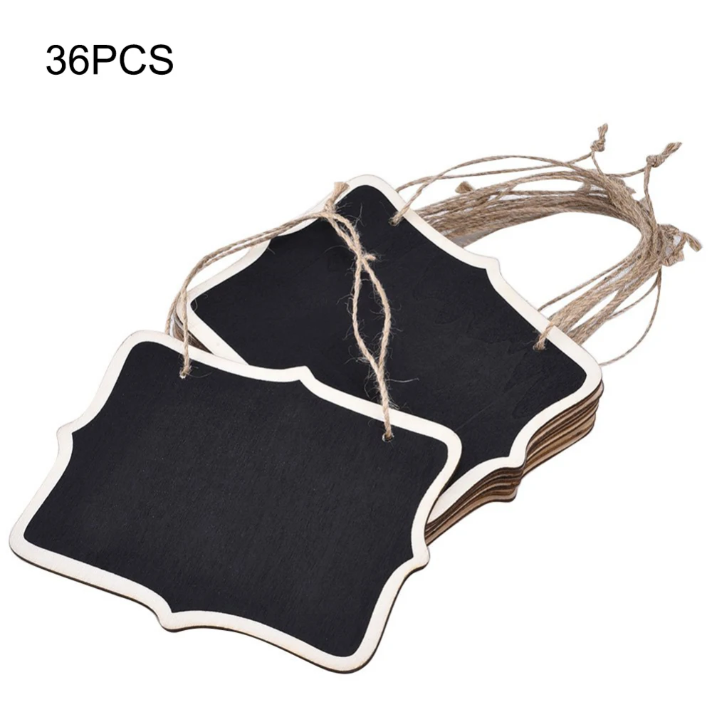 36pcs Mini Double Sided Hanging Chalkboards Blackboard with Hanging String for Message Board Signs