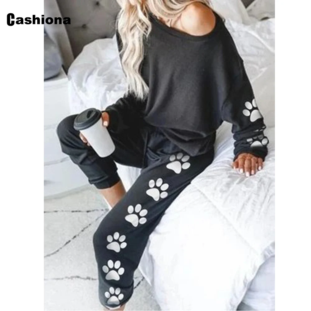 

Plus size 4xl 5xl footprint 2 Piece Set Women 2020 Autumn New Long Sleeve Top Casual Loose Pants Set Woman Tracksuit Streetwear