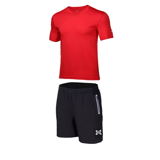 2PCS red set Детская компрессионная одежда для бега, спортивный костюм, рубашка+ шорты, Детская футболка для футбола, баскетбола, футбола, тренажерного зала, фитнеса, колготки, леггинсы - Цвет: 2PCS red set