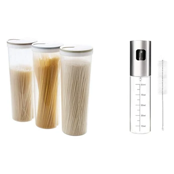 

3 Pcs Tall Cylinder Shaped Spaghetti Noodle Box & 1x Oil Sprayer,Stainless Steel Vinegar Sprayer,Spray with Brush