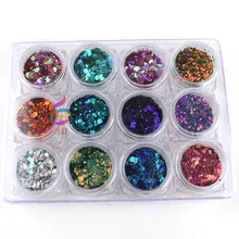 

12 Jars Color Shift Glitter/ Blue Green Pink / Chunky Glitter Mix / Solvent Resistant / Tumbler Glitter / Nail Art Glitter