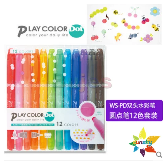 Tombow PLAY COLOR DOT 3/12 цветная ручка в горошек с двойной головкой Акварельная креативная