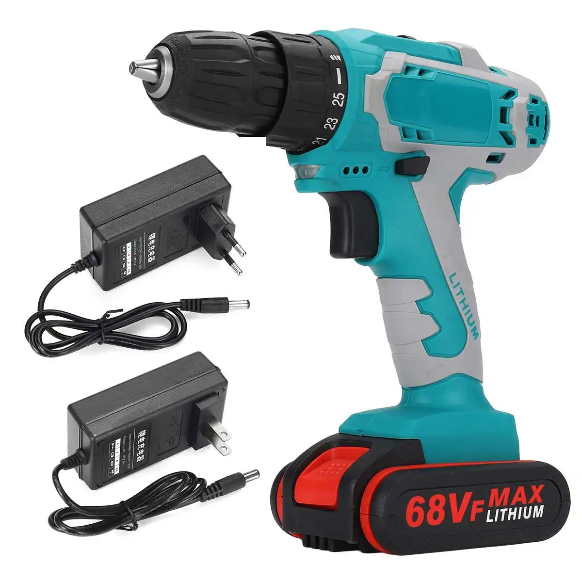 

21V 2200r/min Dual speed Electric Drill 2pcs Screwdriver DC Lithium-Ion Batteries Cordless Drill Power Tool 2-Speed 25+3 N.M