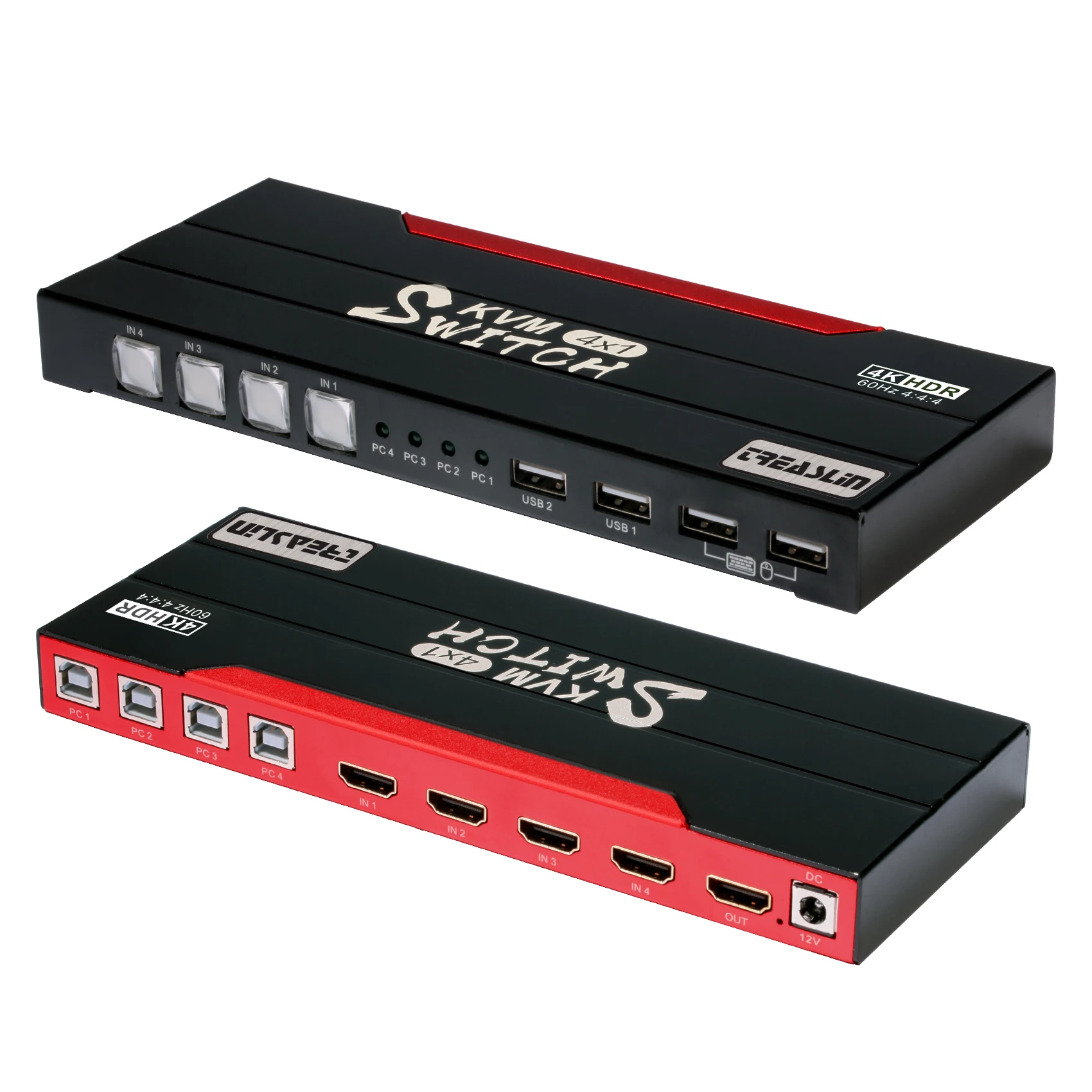 Квм-переключатель MiraBox HDMI 4X1 4K @ 60 Гц 4:4:4 поддерживает USB 2 0 HDCP2.2 горячая клавиша