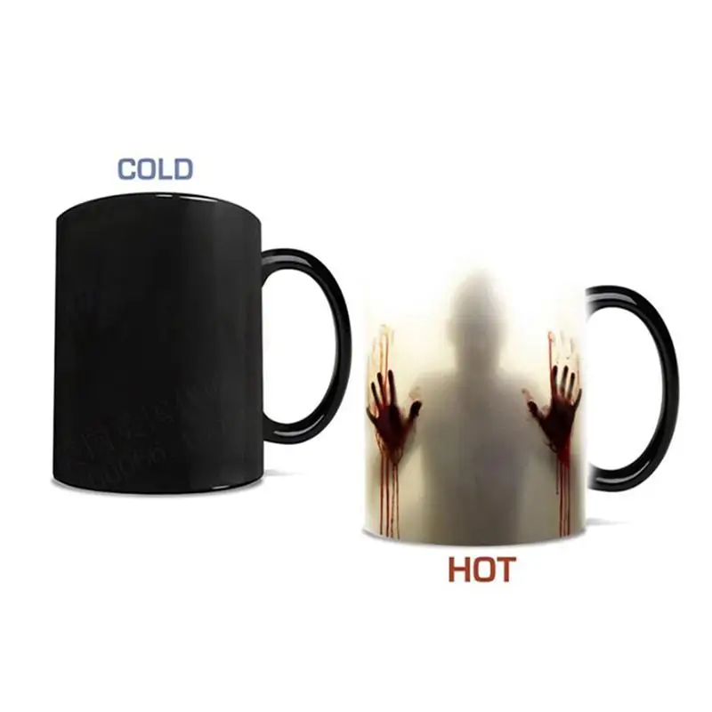 Керамическая кружка кровавые руки ужас Хэллоуин тема кружка меняющая цвет термальная чашка для горячего кофе напитки Вода Чай Аксессуары