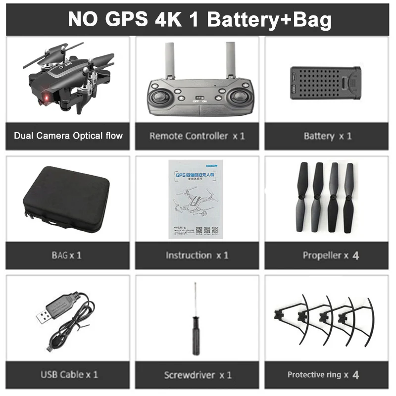 KEELEAD CS-5 4K камера Дрон gps 5G wifi FPV Профессиональный Дрон 1080P двойная камера Широкоугольный Радиоуправляемый квадрокоптер складной Дрон VS E520S - Цвет: No GPS 4K 1 Battery