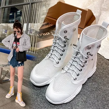 

Soft Leather Women Ankle Boots Motorcycle Boots Female Summer Shoes Woman Lace Up Punk Motorcycle Boots 2020 Wholesale