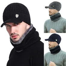 Мужская Зимняя Теплая Шапка-бини, толстый шарф, двухсекционная вязаная ветровка, Мужская теплая вязаная большая шерстяная шапка с нагрудником, Прямая поставка#20