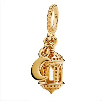 

Authentic 925 Sterling Silver Charm New Hollow Arabian Lantern Moon Pendant Fit Pandora Women Bracelet & Necklace Diy Jewelry