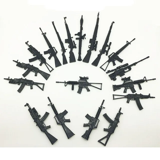 18 Pcs 4D 1:6 Rifle Model for 12" Action Figure Weapon Old Version Easy Assemble Black Gun Model Toy AK74 AK47 M16A1 RPG 2
