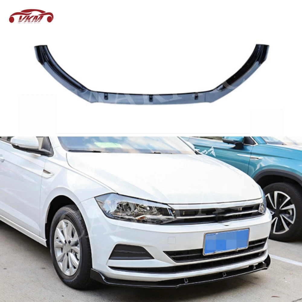 Передний бампер для Polo губ спойлер Volkswagen VW Plus Hatchback 2019 черный из АБС защита