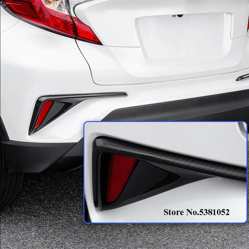 

2pcs Carbon Fiber Rear Foglight Cover Trim Abs Chrome Lamp Frame sticker For Toyota C-HR CHR 2016 2017 2018 Car Accessories