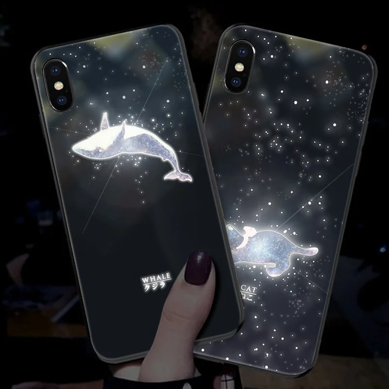 

Yagoo Smart LED Glowing Phone Case For Apple iPhone X XS XR MAX 6 6S 7 8 Plus Cases Back Cover Cute Animal Funda Luxury Silicone