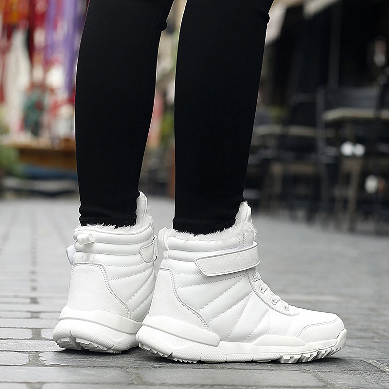 Г. Зимние уличные плюшевые теплые зимние ботинки для женщин, водонепроницаемые зимние ботинки из искусственной кожи Модные Белые ботильоны женская обувь, большой размер 43