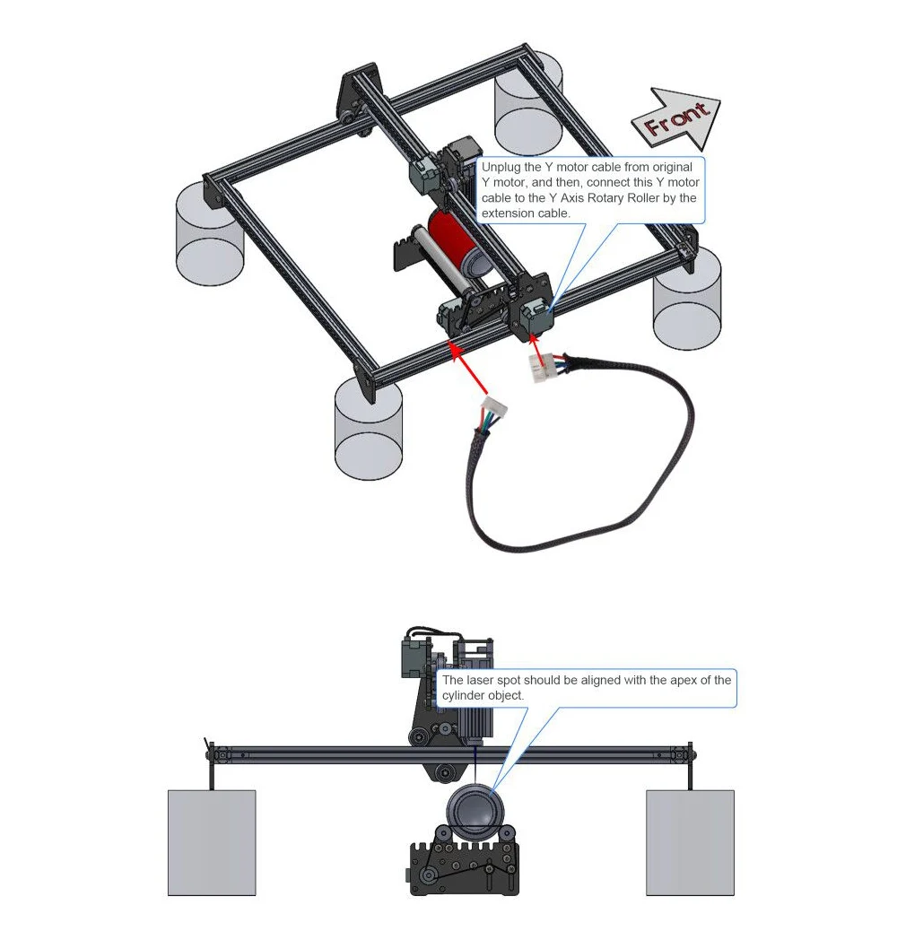 ORTUR Laser Engraver Y-axis Rotary Roller Engraving Module for Engraving Cylindrical Objects Cans - Black