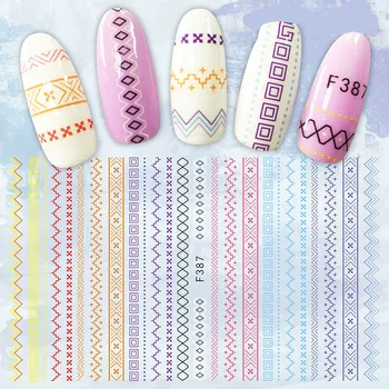 

3D Nail Sticker Colorful Stripe Line Design Nail Art Decorations Stickers for Nails Manicure Tips Decals Accessories