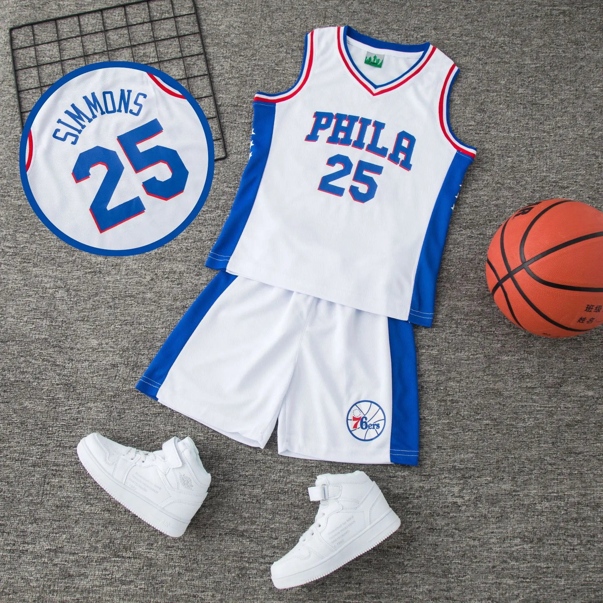 

Summer Children Basketball Clothes Suit Printed Number Childrenswear Jersey Breathable Quick-Dry Sports Clothing