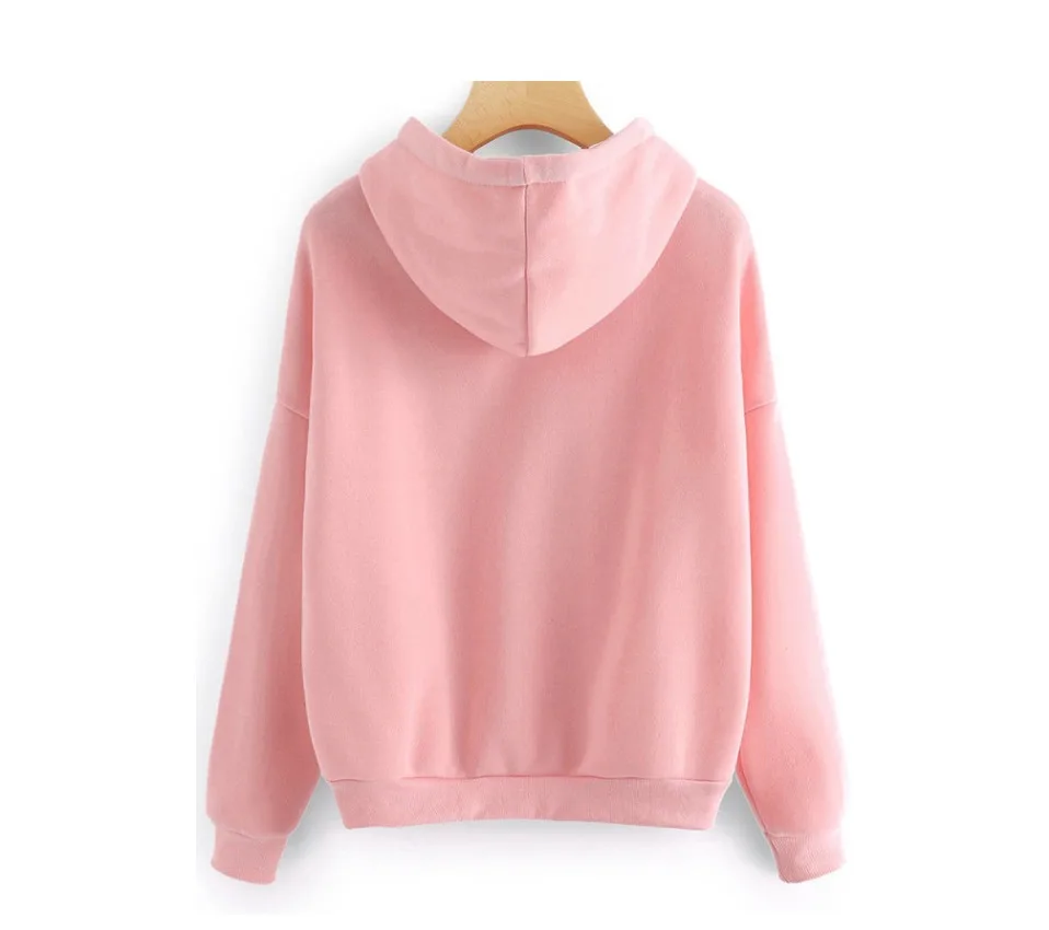 Sweatshirt Hoody Women Pink Ladies Oversize Hoodies Casual Kpop Finger Heart Love Pattern Hooded Sweatshirts Polerones Mujer