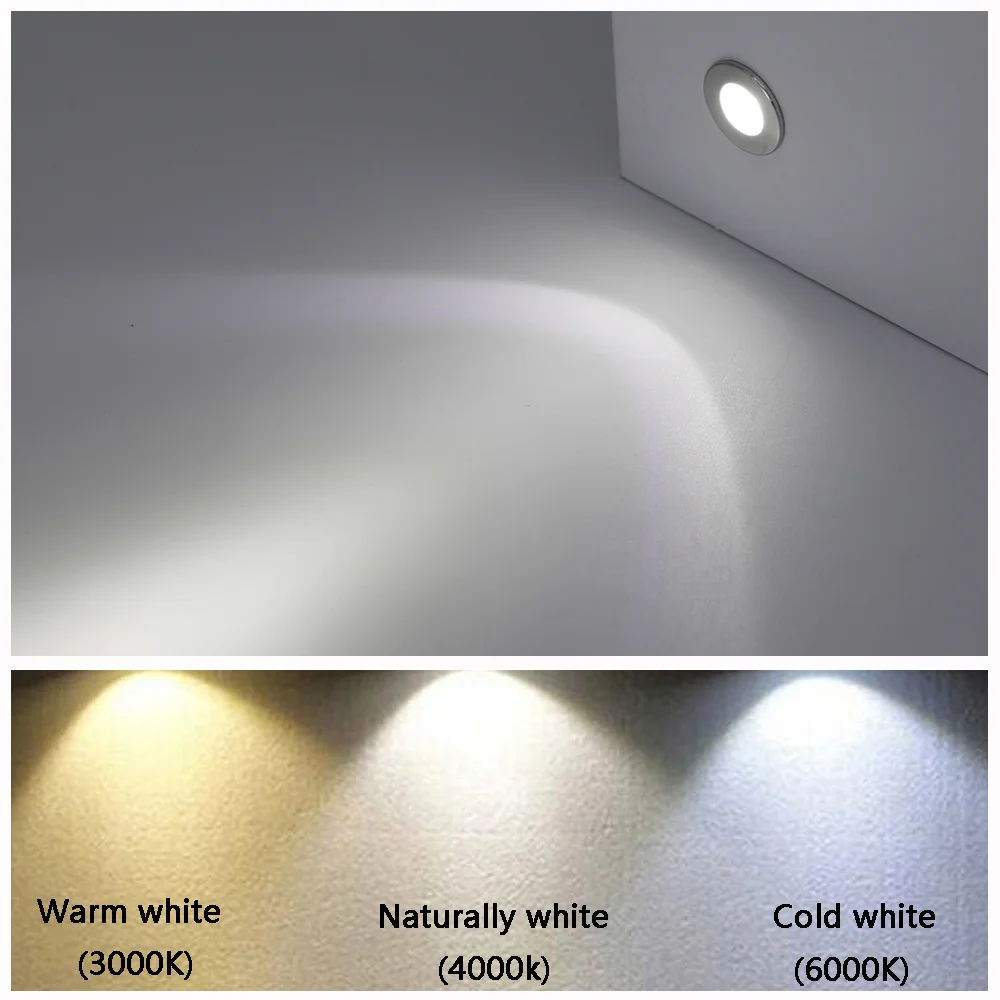 Description Picture 5 of item1W Mini LED Deck Light 12V-24V Underground Lamp Bean 15D Garden Stair Pathway Landscape SpotLighting Waterproof IP67 Downlight