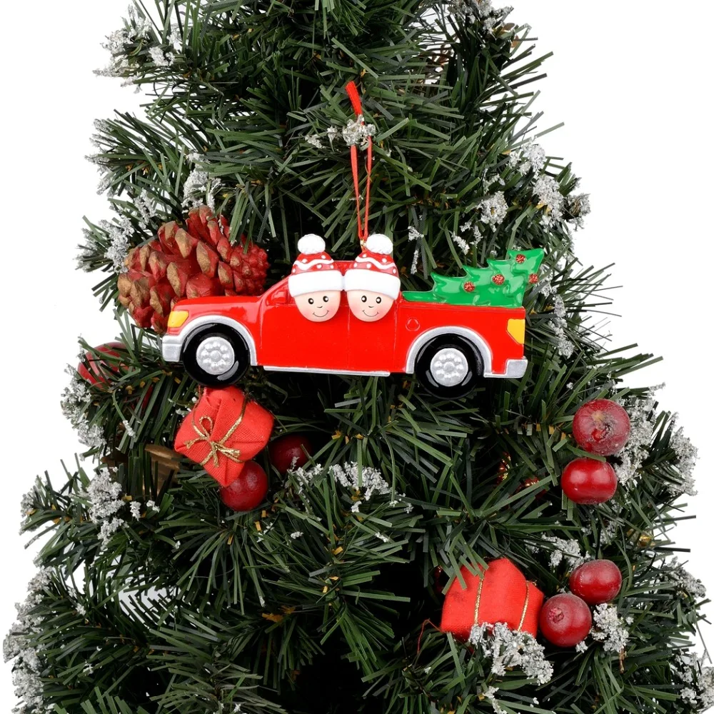 Maxora полимер глянцевый красный пикапа семья из 2 персонализованных рождественских елок орнамент пикапа автомобиль Любовник праздновать подарки на память