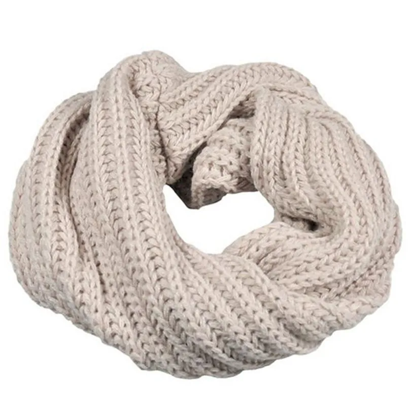 Зимний трикотажный шарф женский мужской вязаный длинный снуд женские трубчатые шарфы шаль палантин шейный шарф круглый шерстяной воротник sjaal A40 - Color: Beige