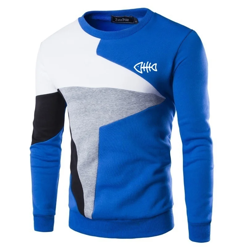 ZOGAA Otoño e Invierno suéter para hombre cuello geometría Color de costura divertido hueso de pescado impreso ropa de hombre de moda Casual suéteres
